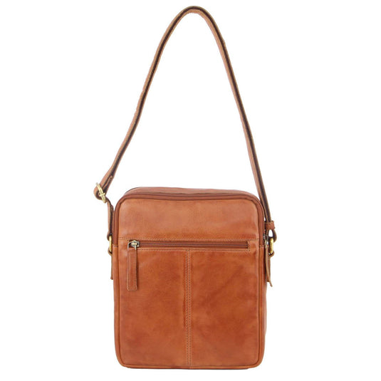 Pierre Cardin Italian Leather Tablet Bag Messenger Cross Body - Cognac-4