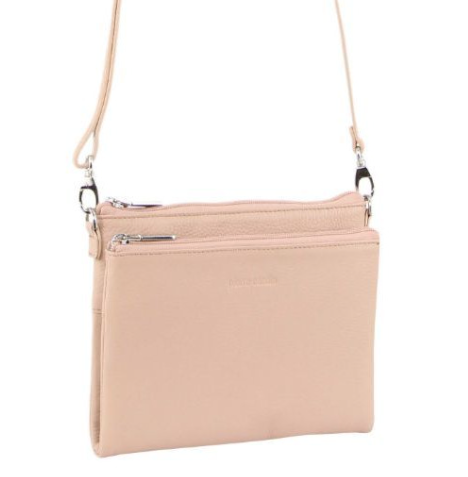 Pierre Cardin Ladies Cross Body Bag Leather Clutch Shoulder Sling Womens  - Blush-3