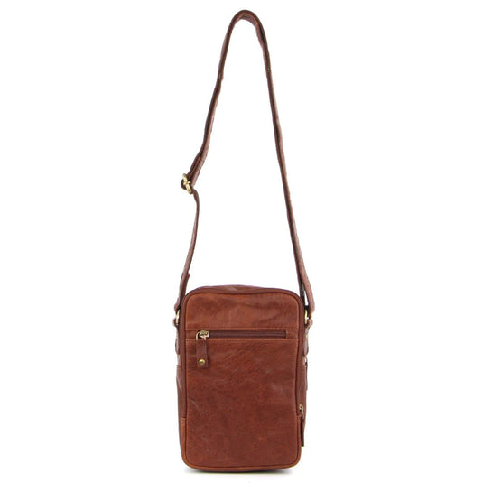 Pierre Cardin Mens Rustic Leather Cross Body Bag Messenger - Chestnut-4
