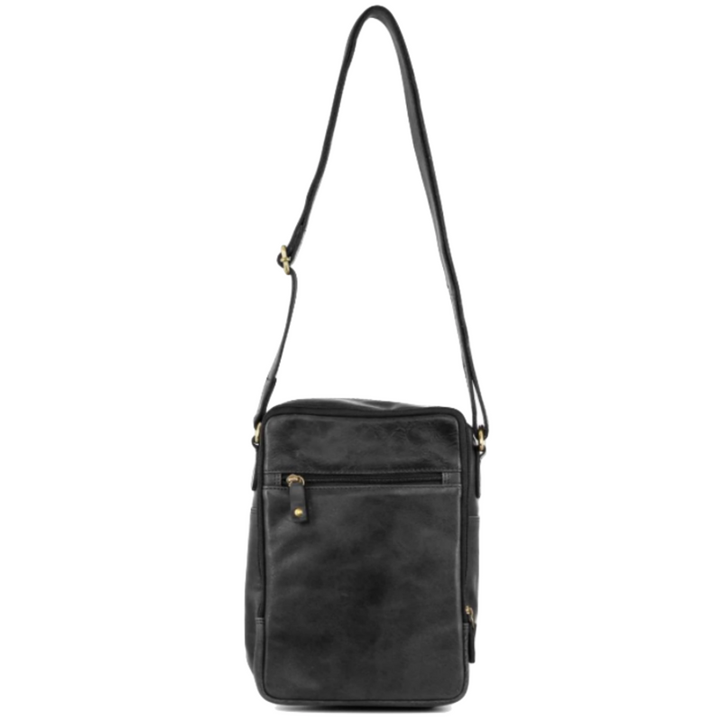 Load image into Gallery viewer, Pierre Cardin Rustic Leather Tablet Bag Cross Body Messenger - Black-3
