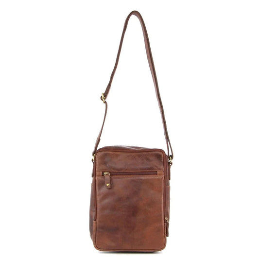 Pierre Cardin Italian Leather Tablet Bag Cross Body Messenger - Chocolate-4