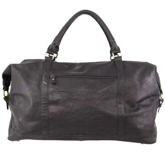 Pierre Cardin Mens Leather Business Overnight Bag Luggage Duffle Weekend Travel - Black-2