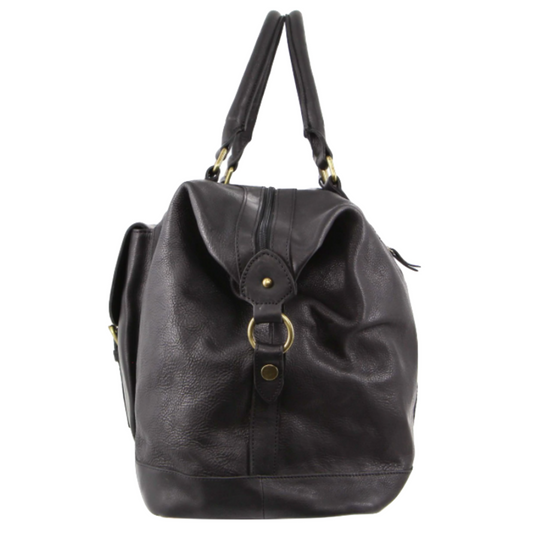 Pierre Cardin Mens Leather Business Overnight Bag Luggage Duffle Weekend Travel - Black-3