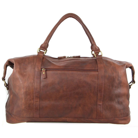 Pierre Cardin Mens Leather Business Overnight Duffle Bag - Chestnut-2