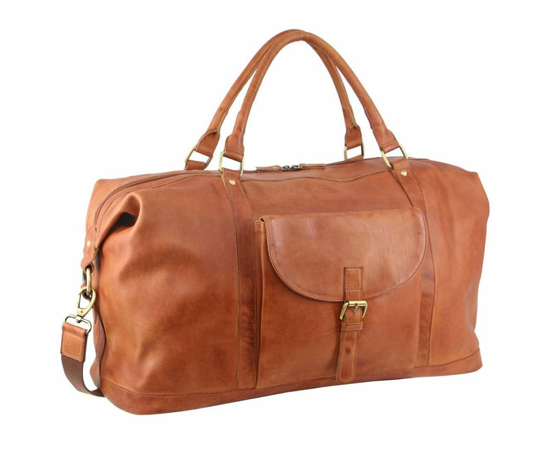 Load image into Gallery viewer, Pierre Cardin Mens Leather Business Overnight Bag Luggage Duffle Weekend Travel - Cognac-0
