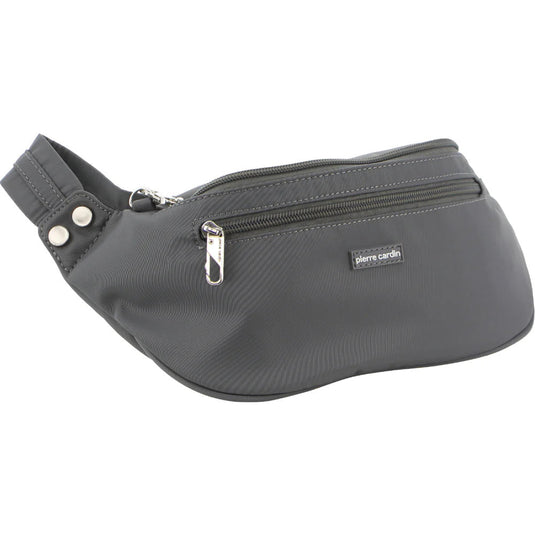 Pierre Cardin Anti-Theft Waist Bum Bag Belt Pouch Travel Hiking Zip Wallet - Grey-1