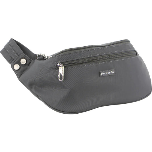 Pierre Cardin Anti-Theft Waist Bum Bag Belt Pouch Travel Hiking Zip Wallet - Grey-0