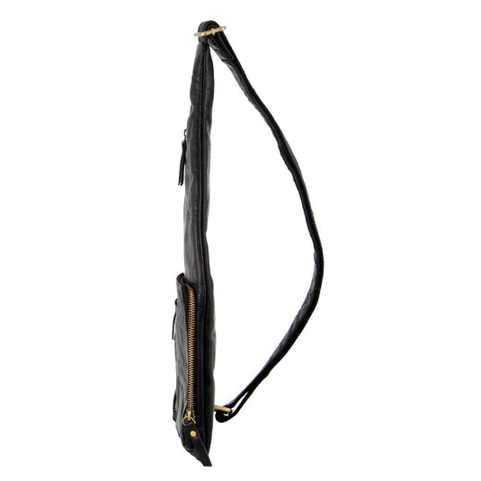 Pierre Cardin Mens Sling Bag Rustic Leather Crossbody Chest Backpack - Black-2