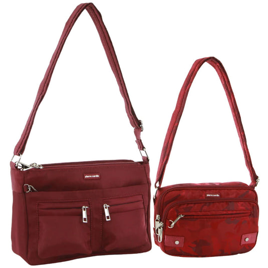 Pierre Cardin Anti-Theft Cross Body Bag Slash Proof RFID - Wine & Wine Camo-0