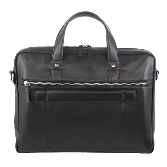 Pierre Cardin Mens Pebbled Leather 15" Laptop Computer Bag Travel Overnight - Black-4