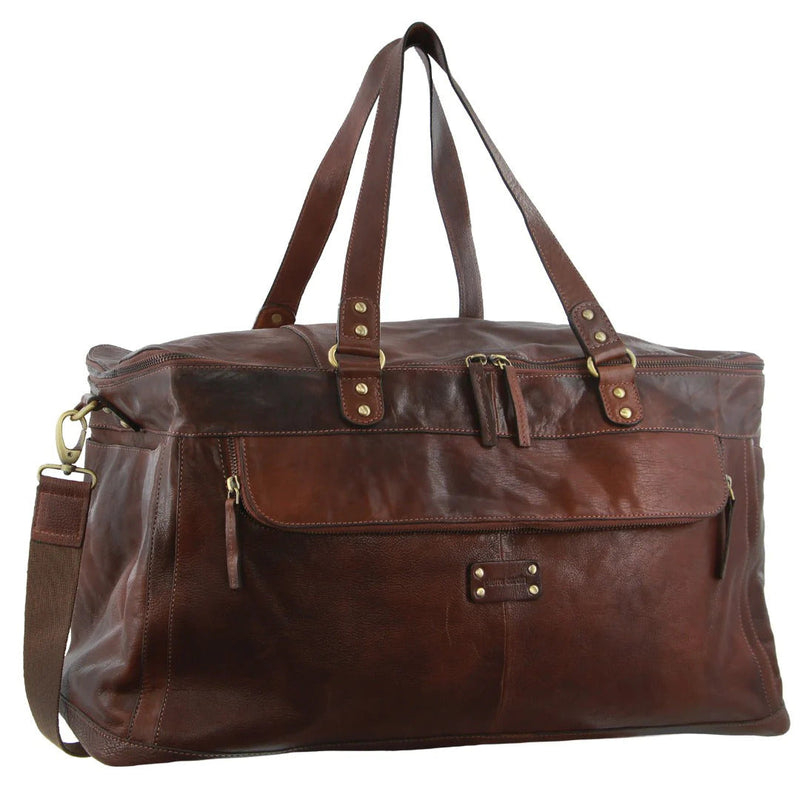 Load image into Gallery viewer, Pierre Cardin Burnished Leather Multi-Compartment Overnight Bag Duffle - Legend-0
