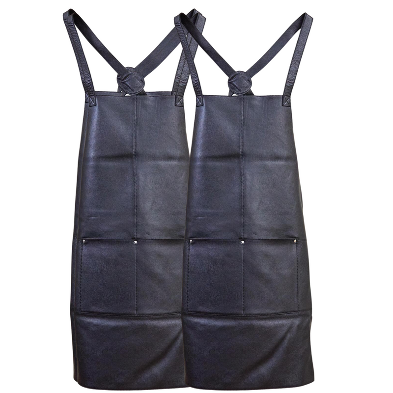 Load image into Gallery viewer, 2x Pierre Cardin Professional Leather Apron Butcher Woodwork Barber Chef - Black-0
