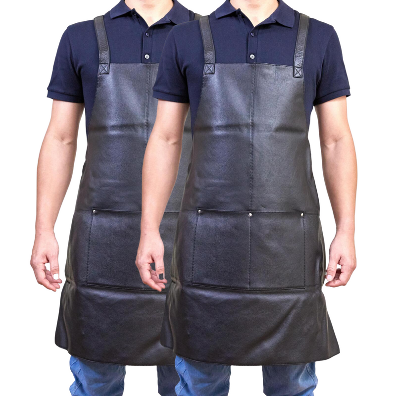 Load image into Gallery viewer, 2x Pierre Cardin Professional Leather Apron Butcher Woodwork Barber Chef - Black-2
