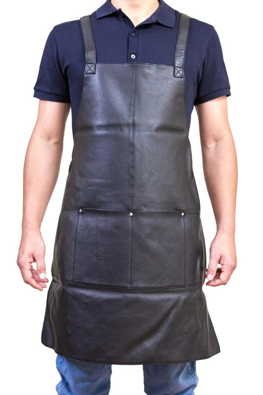 Pierre Cardin Professional Leather Apron Butcher Woodwork Hairdressing Barber Chef - Black-2