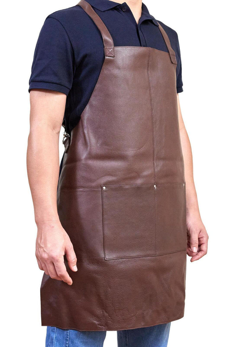 Load image into Gallery viewer, Pierre Cardin Professional Leather Apron Butcher Woodwork Hairdressing Barber Chef - Brown-1
