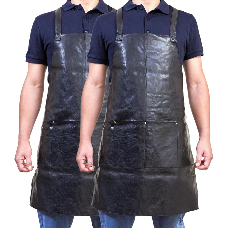 Load image into Gallery viewer, 2x Pierre Cardin Professional Leather Apron Butcher Woodwork Barber Chef - Black-2
