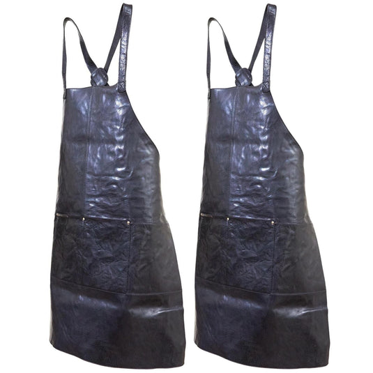 2x Pierre Cardin Professional Leather Apron Butcher Woodwork Barber Chef - Black-0