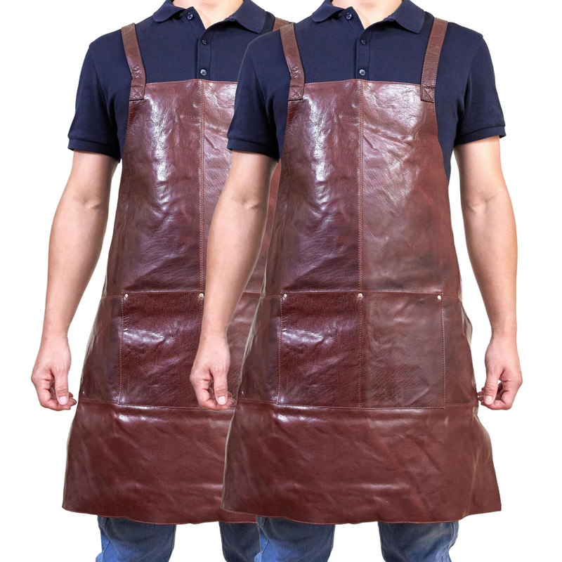 Load image into Gallery viewer, 2x Pierre Cardin Professional Leather Apron Butcher Woodwork  Barber - Chestnut-2
