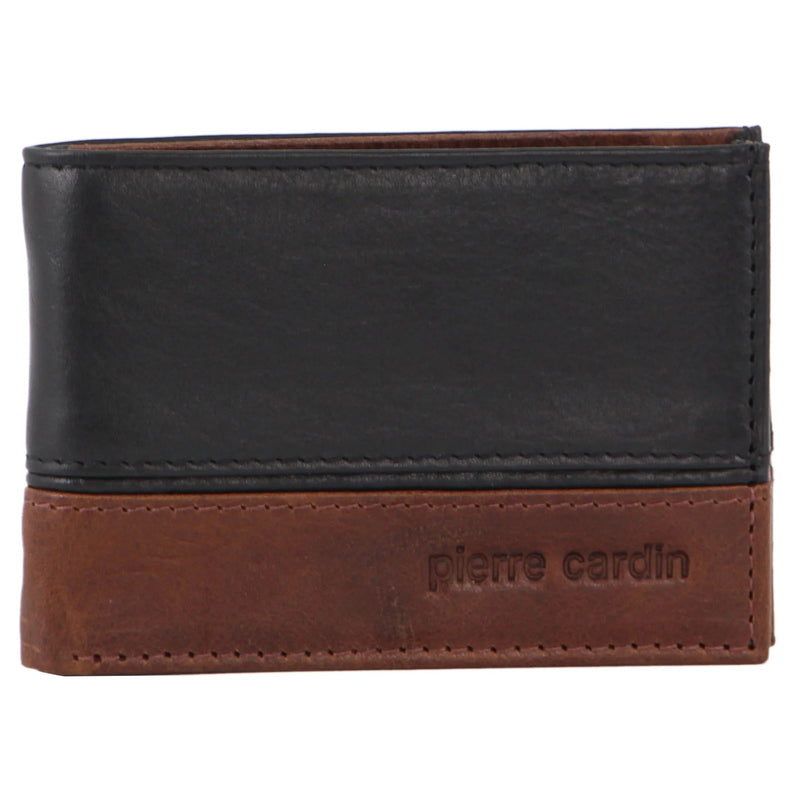 Load image into Gallery viewer, Pierre Cardin Mens Wallet Italian Leather Two-Tone Bi Fold RFID - Black/Cognac-2
