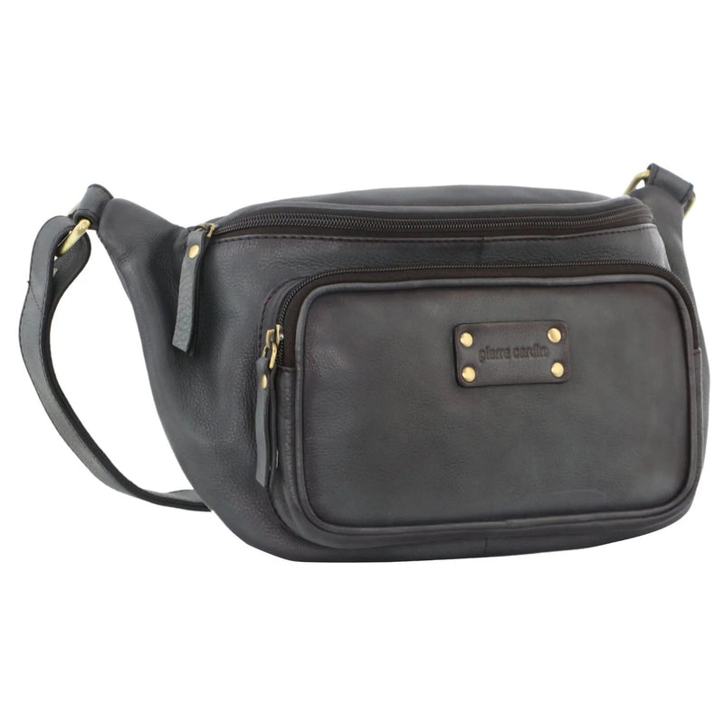 Load image into Gallery viewer, Pierre Cardin Women Sling Bum Bag Leather Crossbody Shoulder Travel Chest - Black-0
