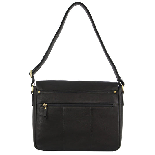 Pierre Cardin Leather Business Bag in Black with Laptop/Computer Sleeve-2
