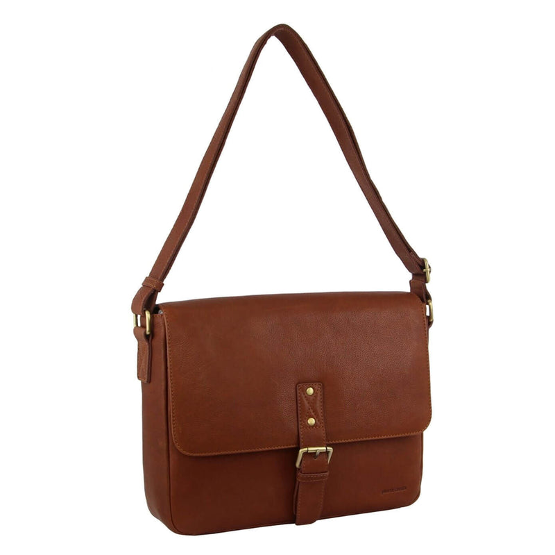 Load image into Gallery viewer, Pierre Cardin Leather Business Bag in Dark Tan with Laptop/Computer Sleeve-0
