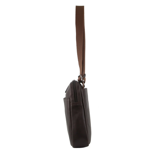 Pierre Cardin Mens Leather 13" Laptop Computer Bag - Brown-4
