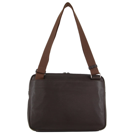 Pierre Cardin Mens Leather 13" Laptop Computer Bag - Brown-2