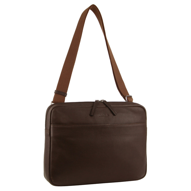Load image into Gallery viewer, Pierre Cardin Mens Leather 13&quot; Laptop Computer Bag - Brown-1
