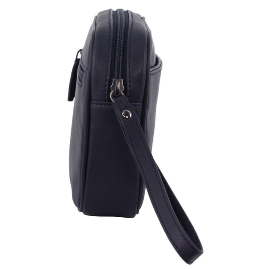 Pierre Cardin Mens Leather Organizer Bag Toiletry Case - Navy-3