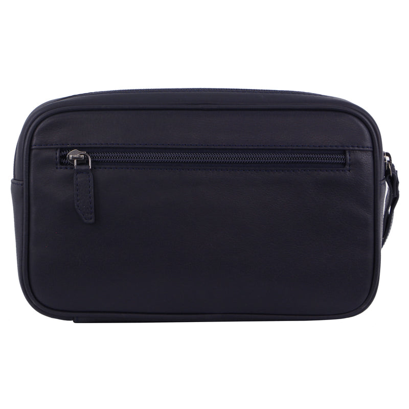 Load image into Gallery viewer, Pierre Cardin Mens Leather Organizer Bag Toiletry Case - Navy-2
