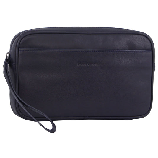 Pierre Cardin Mens Leather Organizer Bag Toiletry Case - Navy-1