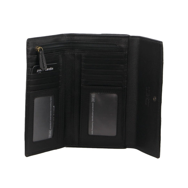 Load image into Gallery viewer, Pierre Cardin Womens Leather Tri-Fold Wallet RFID in Black-0
