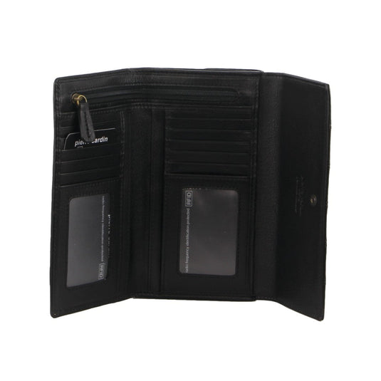 Pierre Cardin Womens Leather Tri-Fold Wallet RFID in Black-0