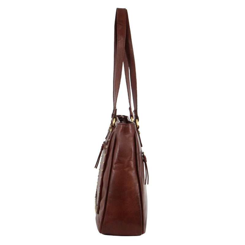 Load image into Gallery viewer, Pierre Cardin Womens Leather Stud Detail Tote Bag in Cognac-3
