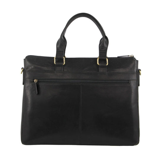 Pierre Cardin Leather 15" Laptop Briefcase Business Bag - Black-2