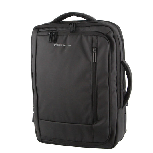Pierre Cardin Backpack 15" Laptop Bag Briefcase Built-in USB Port Travel - Black-0