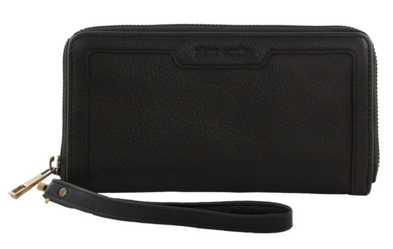 Load image into Gallery viewer, Pierre Cardin Womens Leather Zip Around Wallet w/ Wristlet in Black-0
