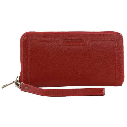 Pierre Cardin Womens Leather Zip Around Wallet w/ Wristlet in Red-0