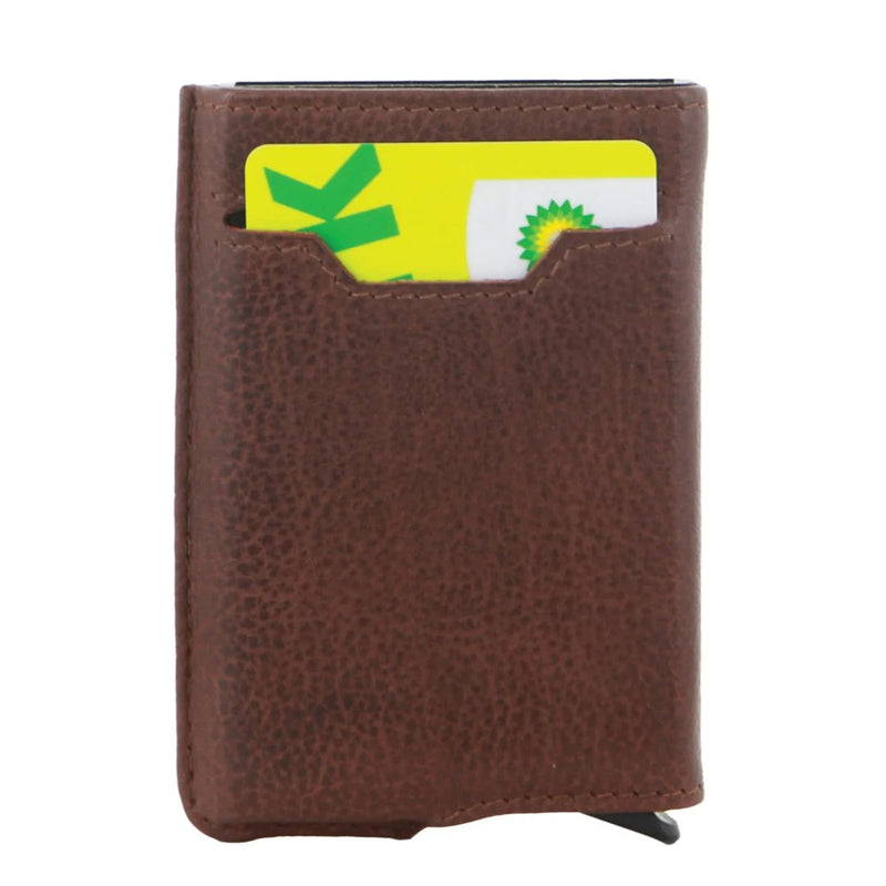 Load image into Gallery viewer, Pierre Cardin Leather Smart Slide Card Holder Tab Wallet RFID - Brown-3
