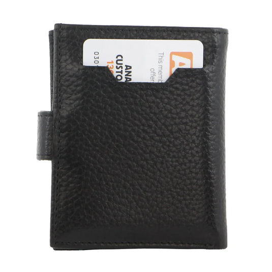 Pierre Cardin Leather Smart Slide Card Holder Tab Wallet with Buckle RFID - Black-2