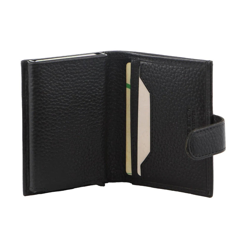 Load image into Gallery viewer, Pierre Cardin Leather Smart Slide Card Holder Tab Wallet with Buckle RFID - Black-4
