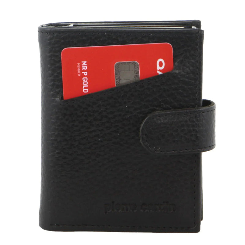 Load image into Gallery viewer, Pierre Cardin Leather Smart Slide Card Holder Tab Wallet with Buckle RFID - Black-3

