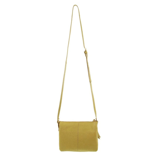 Pierre Cardin Leather Crossbody Bag Tassel Triple Compartment Strap - Yellow-3