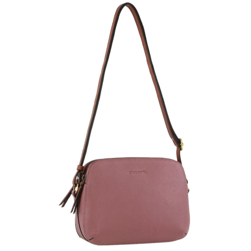 Load image into Gallery viewer, Pierre Cardin Leather Cross Body Bag Dual Zip Strap Shoulder Clutch in Rose-0
