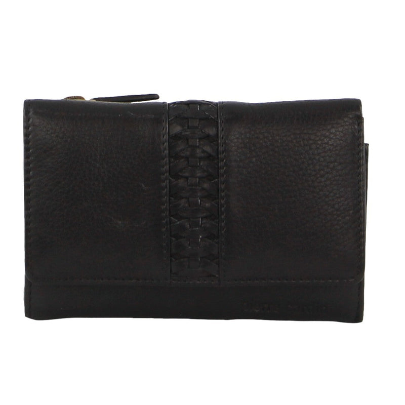 Load image into Gallery viewer, Pierre Cardin Womens Leather Woven Design Tri Fold RFID Wallet Travel in Black-2
