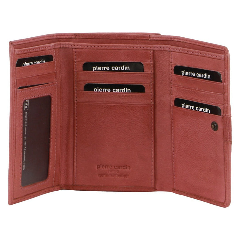 Load image into Gallery viewer, Pierre Cardin Leather Ladies Woven Design Tri-fold Wallet in Marsala-1
