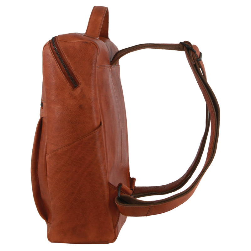 Load image into Gallery viewer, Pierre Cardin Italian Leather Unisex Backpack Bag w 15" Laptop Insert in Cognac-4
