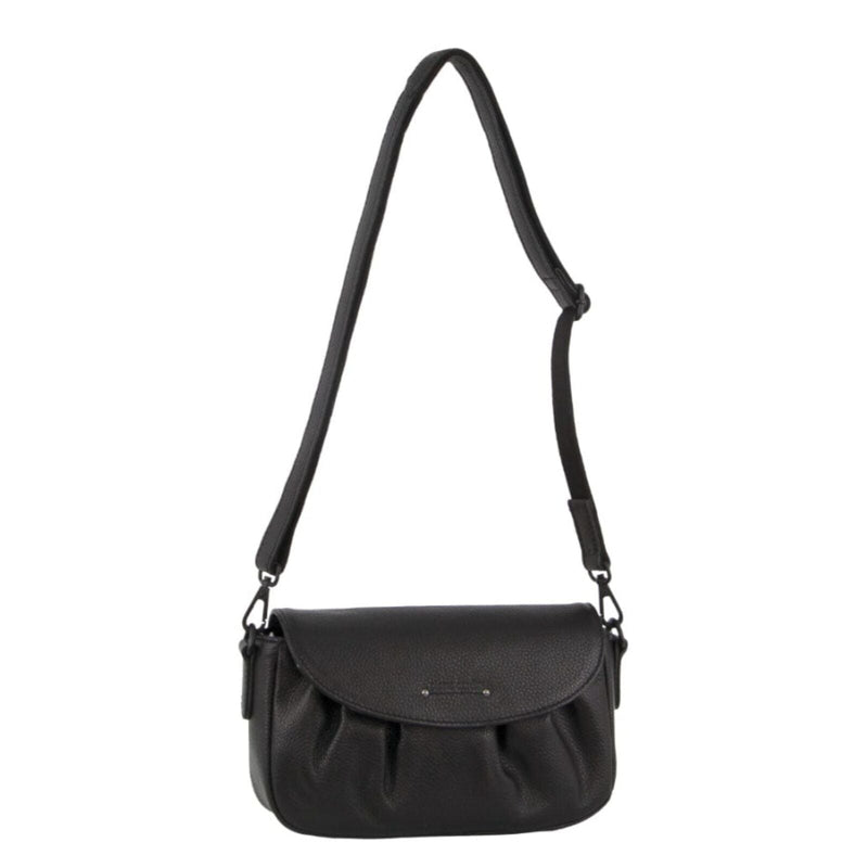 Load image into Gallery viewer, Pierre Cardin Leather Crossbody Bag Pleated Adjustable Detachable Strap - Black-1

