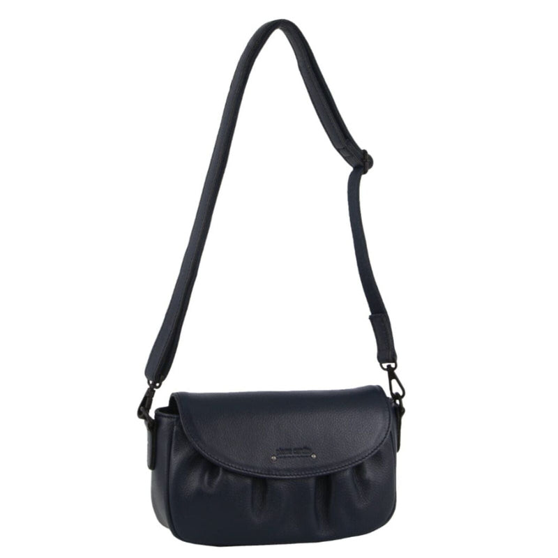 Load image into Gallery viewer, Pierre Cardin Leather Crossbody Bag Pleated Adjustable Detachable Strap - Navy-0
